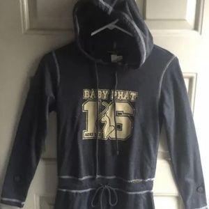 Baby Phat Women’s Hooded Gray Rhinestone Dress With LOGO Small